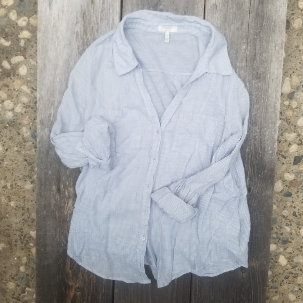 Joie Button Up Mini Gingham Soft Blouse